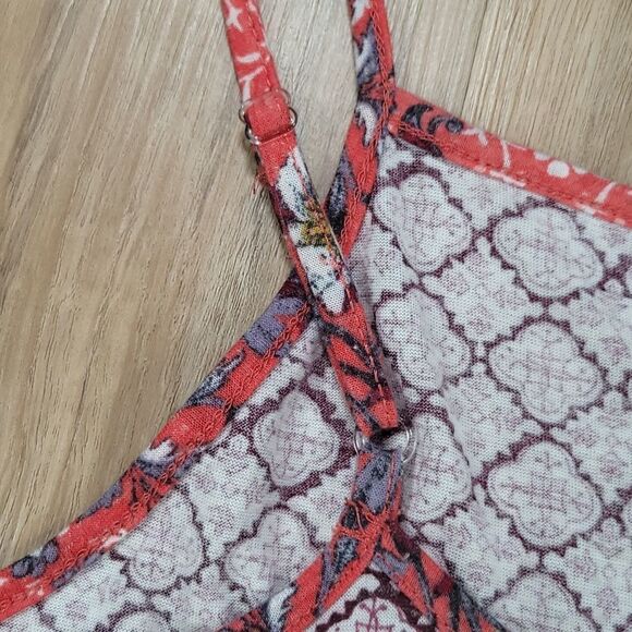 🔹️Altar'd State Red & Cream Sunwashed Boho Sleeveless Top Small - Picture 5 of 11